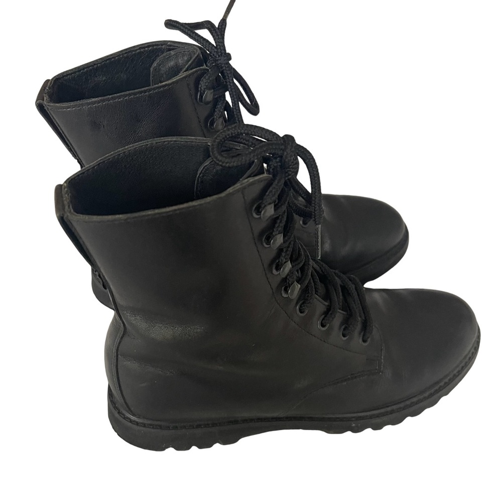 ROCKPORT Black Leather Lace Up Combat Moto Boots. Size 6.5